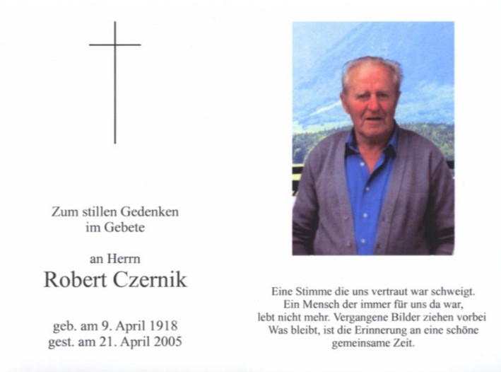 Sterbebild Robert Czernik