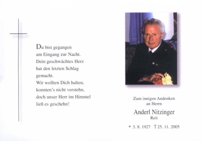 Sterbebild Anderl Nitzinger